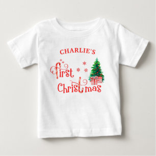 Baby 1. Weihnachtsbaum und Red Candy Cane T-shirt