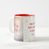 Baby 1. Weihnachtsfeier Vater Schneeflocken 2 Foto Zweifarbige Tasse (Vorderseite Links)