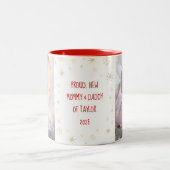 Baby 1. Weihnachtsfeier Vater Schneeflocken 2 Foto Zweifarbige Tasse (Mittel)