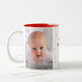 Baby 1. Weihnachtsfeier Vater Schneeflocken Foto Zweifarbige Tasse (Links)