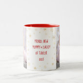 Baby 1. Weihnachtsfeier Vater Schneeflocken Foto Zweifarbige Tasse (Mittel)