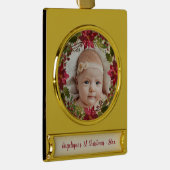 Baby 1. Weihnachtsfest Foto Rote Wasserfarbe Blüte Banner-Ornament Gold (Rechts)