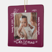 Baby 1. Weihnachtsminimale Hand Drawn Scribble Bow Keramikornament (Links)