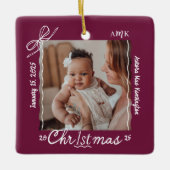 Baby 1. Weihnachtsminimale Hand Drawn Scribble Bow Keramikornament (Vorderseite)