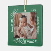 Baby 1. Weihnachtsminimale Hand Drawn Scribble Bow Keramikornament (Links)