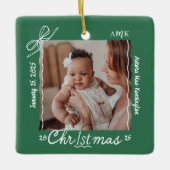 Baby 1. Weihnachtsminimale Hand Drawn Scribble Bow Keramikornament (Vorderseite)