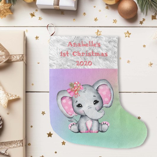 Baby 1. Weihnachtsrosa Elephant Großer Weihnachtsstrumpf
