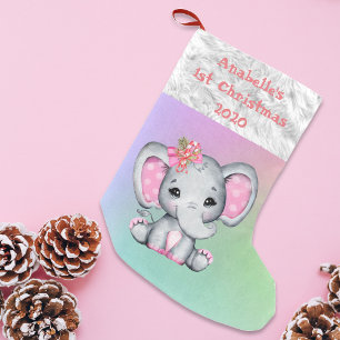 Baby 1. Weihnachtsrosa Elephant Kleiner Weihnachtsstrumpf