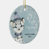 Baby 1. Weihnachtsschnee Leopard Wasserfarbe Keramik Ornament (Rechts)