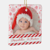 Baby 1 Weihnachtsschneeflocke Candy Cane Keramikornament (Rechts)