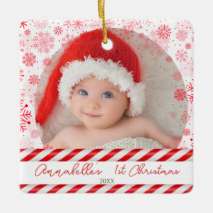 Baby 1 Weihnachtsschneeflocke Candy Cane Keramikornament
