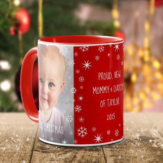 Baby 1 Weihnachtszeit Junge Mutter und Vater 2 Fot Tasse