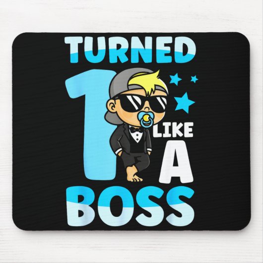 Baby 1st Birthday Boy Girl 1 Year Like A Boss Kids Mousepad (Vorne)