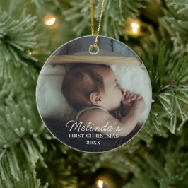 Baby 1st First Christmas Newborn Family Photo  Keramik Ornament