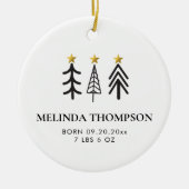 Baby 1st First Christmas Newborn Photo Birth Stats Keramik Ornament (Vorne)