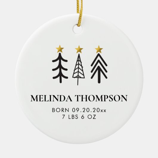 Baby 1st First Christmas Newborn Photo Birth Stats Keramik Ornament (Vorne)