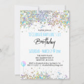 *~* BABY 1st One Balloon BOB Birthday Einladung (Rückseite)