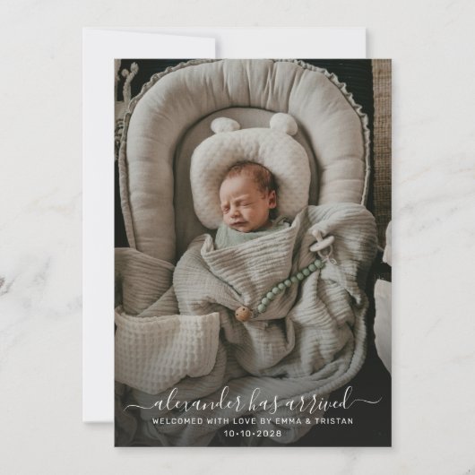 Baby 2 Foto Birth Ankündigung (Vorderseite)