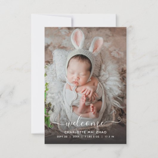 Baby 2 Foto Geburtsankündigung Dankeskarte (Vorderseite)