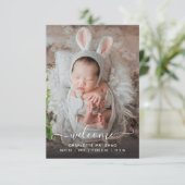 Baby 2 Foto Geburtsankündigung Dankeskarte (Stehend Vorderseite)