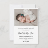 Baby 2 Foto Geburtsankündigung Dankeskarte (Rückseite)