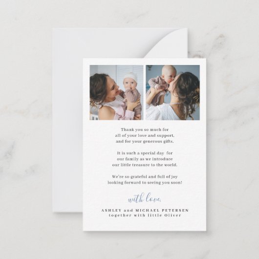 Baby-3-Foto-Skript für die Geburt eines Kindes Mitteilungskarte (Rückseite)