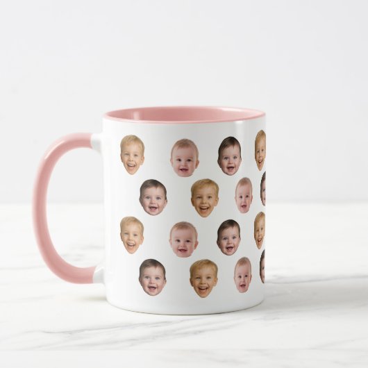 Baby 3 Photo Face Mug, Personalized Gift Tasse (Links)