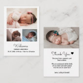 Baby 4 Foto Geburtskarte|Neue Babykarte Begleitkarte (Vorne/Hinten)