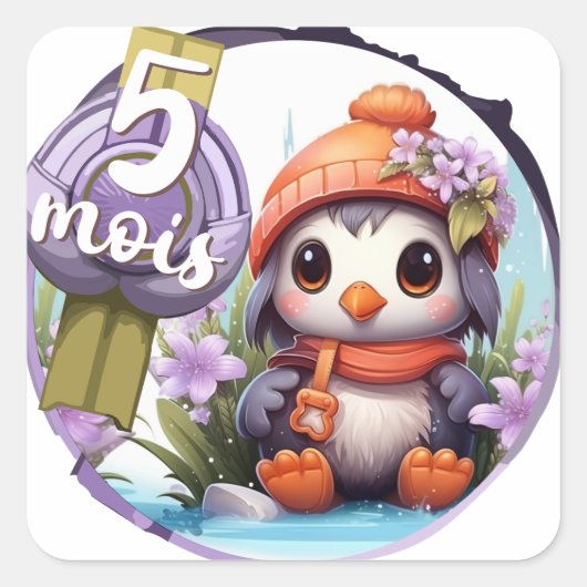 Baby - 5 Monate Quadratischer Aufkleber (Vorderseite)