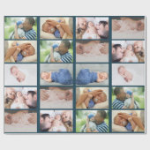 Baby 6 Foto Collage Klassisches blaues Party Geschenkpapier (Flach)