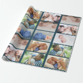 Baby 6 Foto Collage Klassisches blaues Party Geschenkpapier (Ungerollt)
