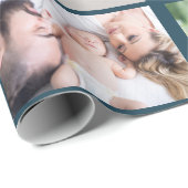 Baby 6 Foto Collage Klassisches blaues Party Geschenkpapier (Rolleneckpunkt)