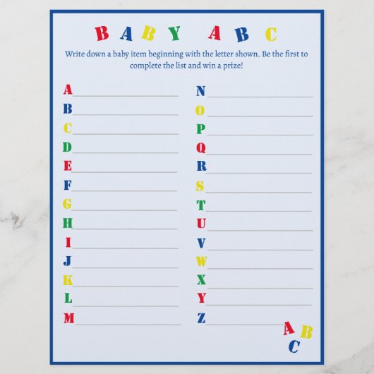 Baby ABC Game Flyer (Vorne)