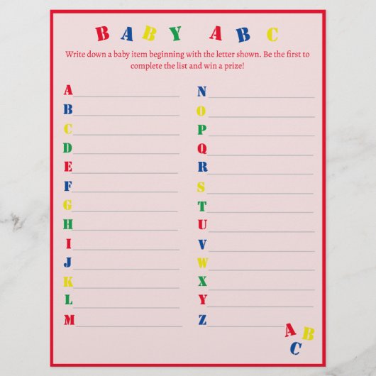 Baby ABC Game Flyer (Vorne)