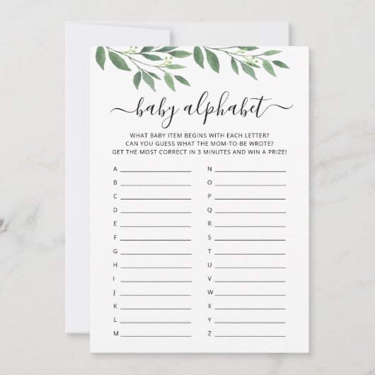 Baby ABC-Spiel Baby Show Alphabet Game Card Einladung (Vorderseite)