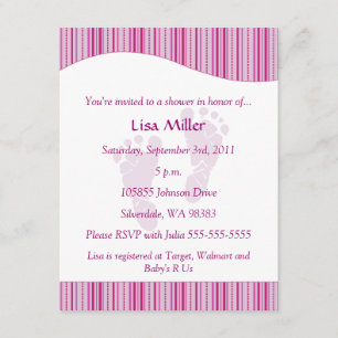 Baby-Abdruck-Babyparty - Rosa Einladung