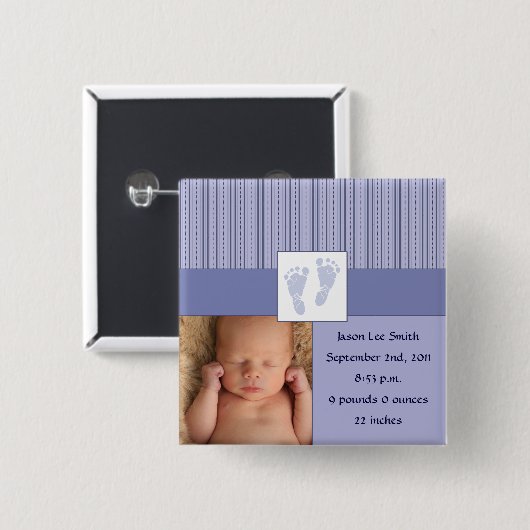 Baby-Abdruck-Geburt - Blau Button (Vorne & Hinten)