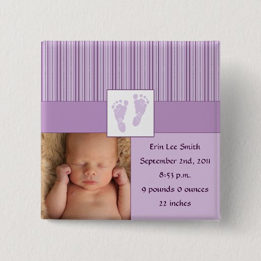 Baby-Abdruck-Geburt - lila Button (Vorderseite)