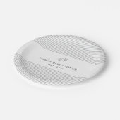 Baby-Abdruck-graue Streifen-Babyparty-Platte Pappteller (Schrägansicht)