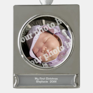 Baby-addieren erste Weihnachtsverzierung Babys Banner-Ornament Silber