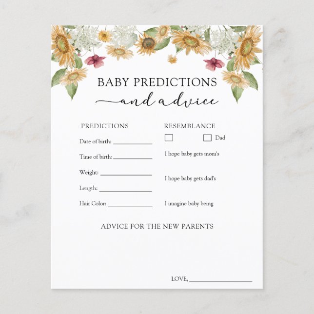 Baby Advice and Predictions Card (Vorderseite)