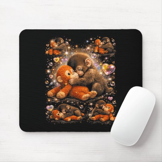 Baby-Affe Cute Punch Umarmer Plüsch Mousepad (Mit Mouse)