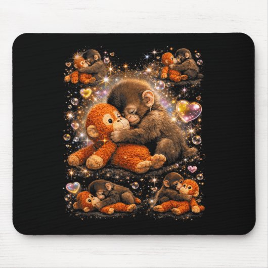 Baby-Affe Cute Punch Umarmer Plüsch Mousepad (Vorne)