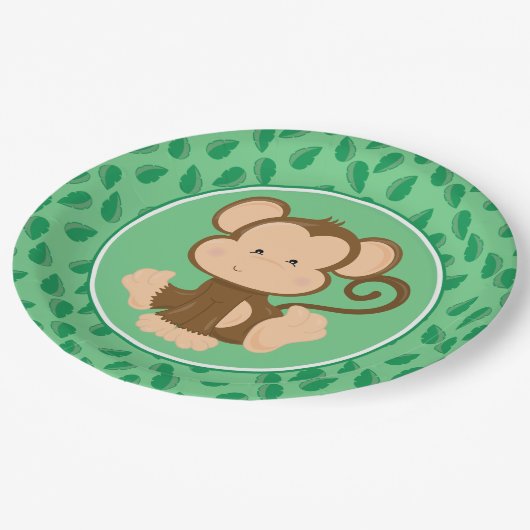 Baby-Affe der Safari-Tier-| Pappteller (Schrägansicht)