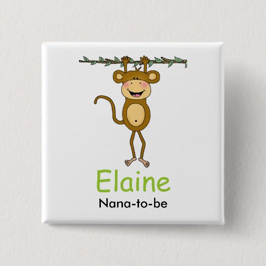 BABY-AFFE hängender Affe-personalisierter Knopf Button (Vorderseite)