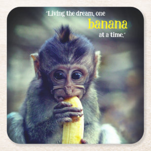 Baby-Affe isst Banane Rechteckiger Pappuntersetzer