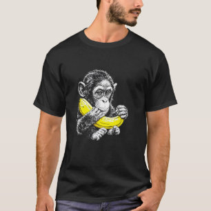 Baby-Affe mit einer Banane Kunstgrafik T-Shirt