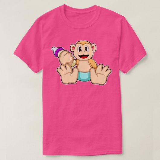 Baby Affe mit Flasche T-Shirt (Design vorne)