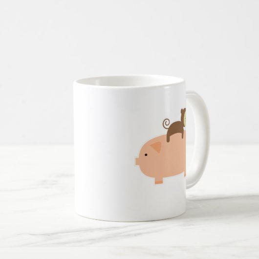 Baby-Affe-Reiten auf einem Schwein Kaffeetasse (VorderseiteRechts)