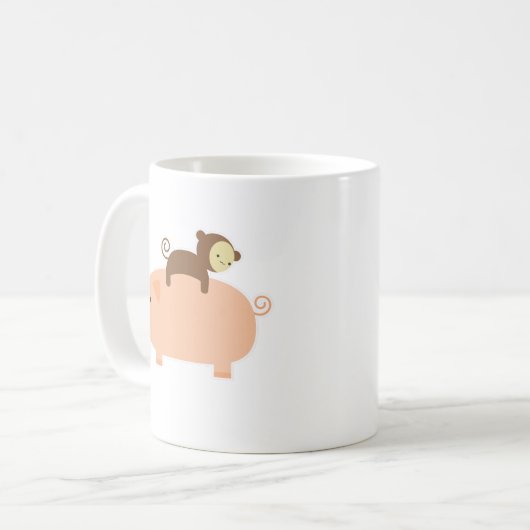 Baby-Affe-Reiten auf einem Schwein Kaffeetasse (Vorderseite Links)
